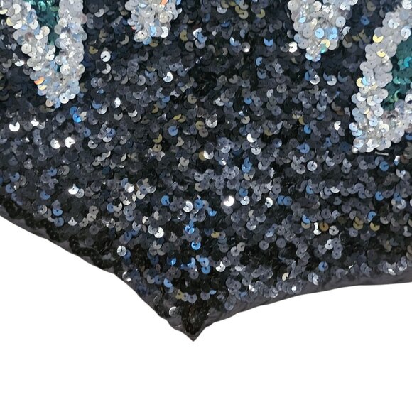 VTG 90s Sequins Dance Performance Tank Shirt Stretch Black Green Sz L Recital - Picture 3 of 10